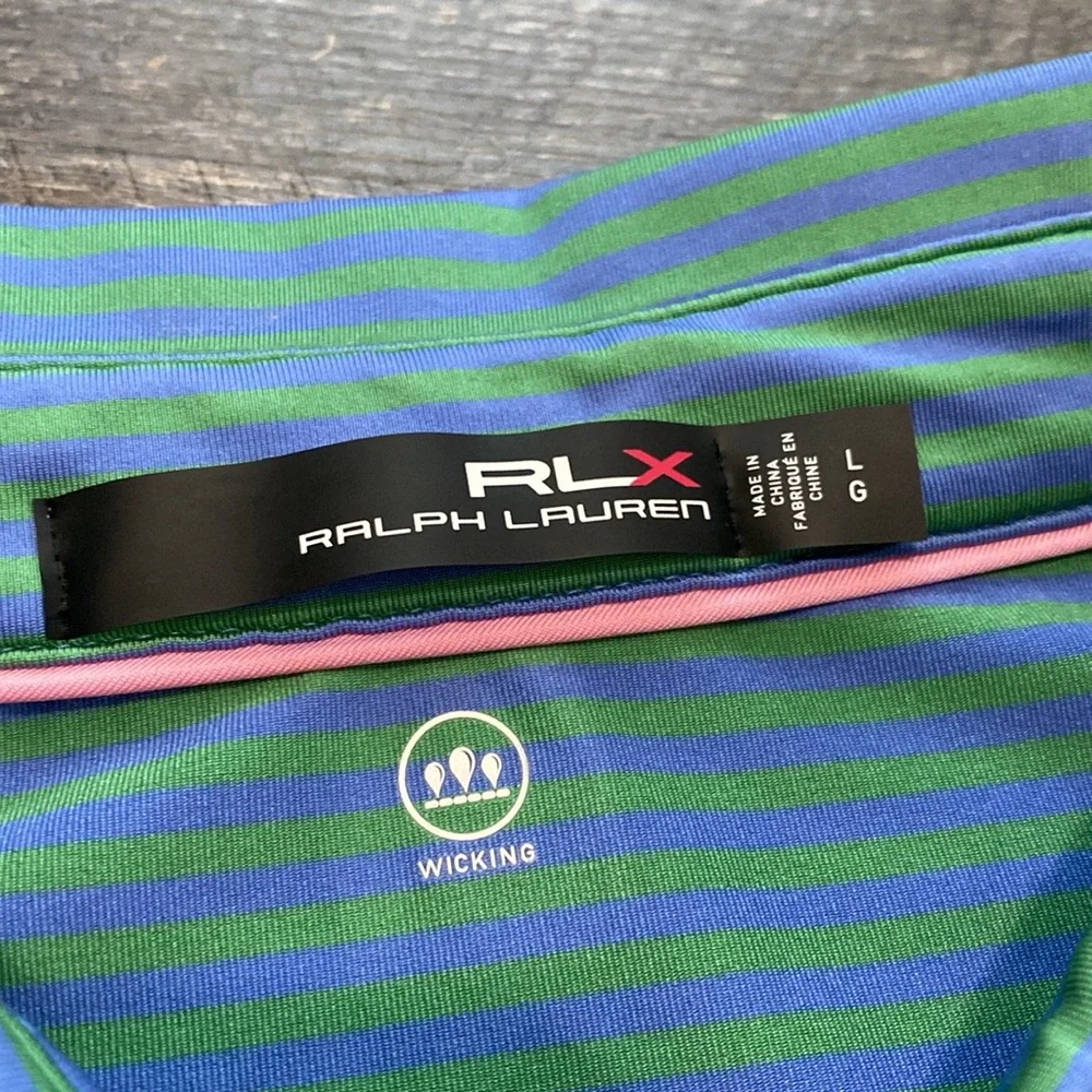 RLX Ralph Lauren Men's Performance Striped Golf Polo Shirt Size Large